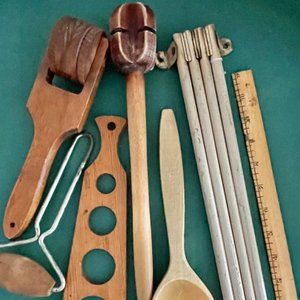 Wooden Kitchen Tools Six Vintage Utensils